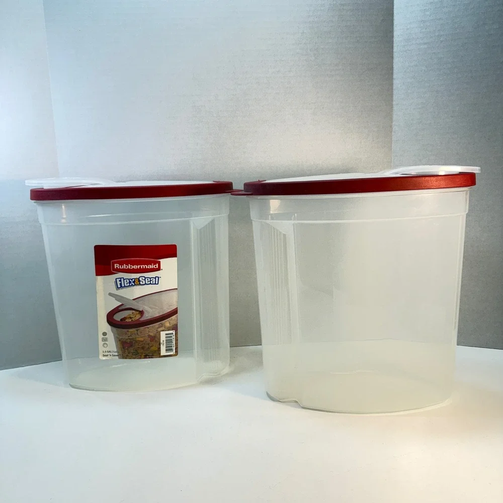 Rubbermaid Cereal Keeper 1.5 Gal Clear Red Flex & Seal Storage Containers Set 2